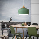 Modern Pink/Green Domed Pendant Light Fixture 12’/14’ Wide - Metal Hanging Lamp Kit For Kitchen
