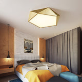 Modernist Gold Finish Led Pentagon Bedroom Flush Ceiling Light Fixture (16.5/20.5W)