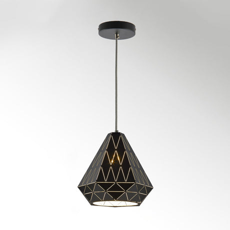 Stylish Metal Diamond Pendant Light In Black - Modern 1-Light Suspension Fixture