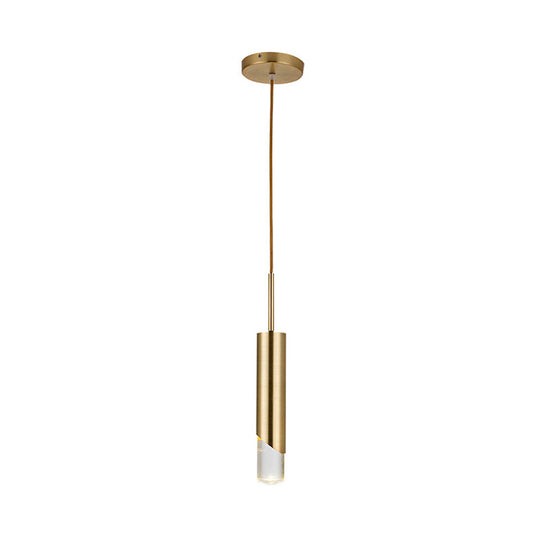 Minimalist Gold Metal Pendant Light Fixture - 1 Kitchen Hanging Lamp Kit