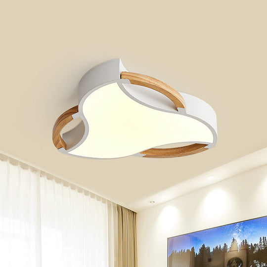 Modern Led Wood Flush Mount Ceiling Light In White/Natural 16’/19.5’/23.5’ Wide White / 16’ Natural