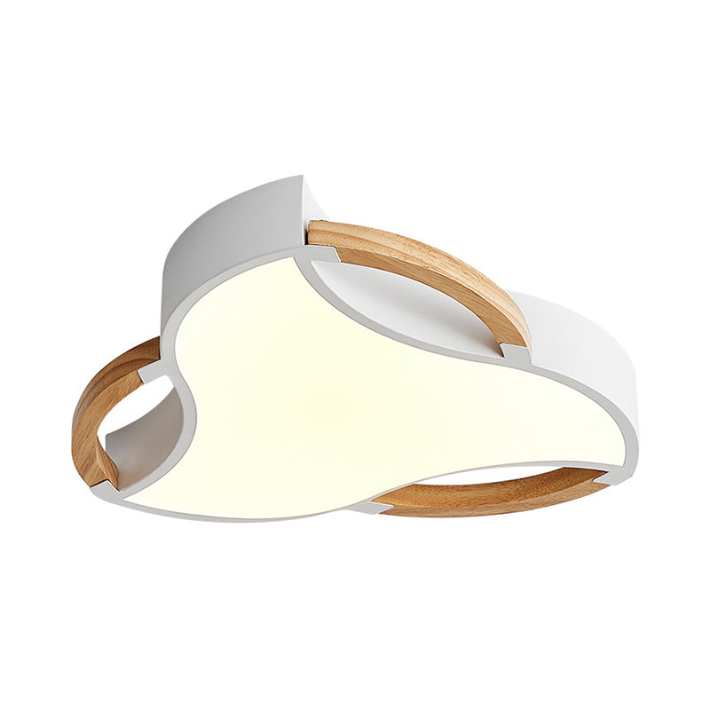 Modern Led Wood Flush Mount Ceiling Light In White/Natural 16’/19.5’/23.5’ Wide