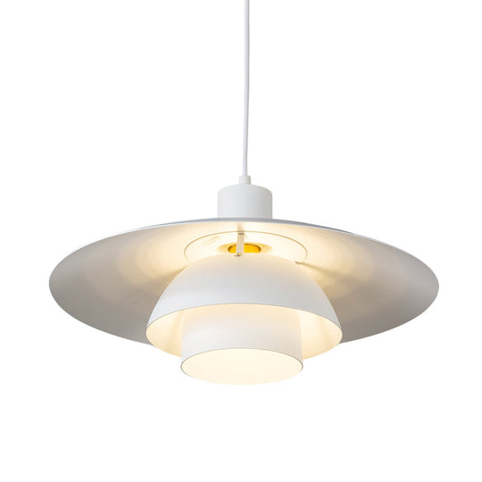 Contemporary Metal Pendant Lamp - 3-Tiered 1-Light White