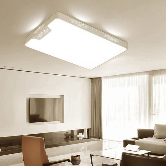 20’/41’ Wide White Square/Rectangle Led Flush Mount Modern Ceiling Lamp Metal