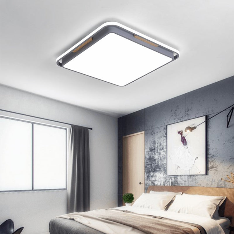 Contemporary Metal Flush Lighting In Grey/White With Led Close To Ceiling Lamp – White/Warm Light