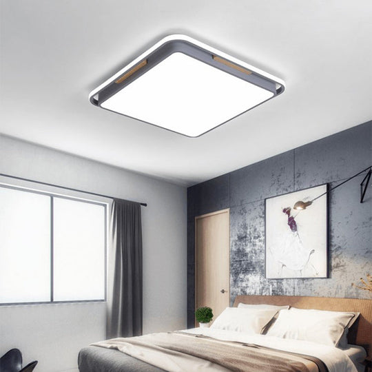 Contemporary Metal Flush Lighting In Grey/White With Led Close To Ceiling Lamp – White/Warm Light