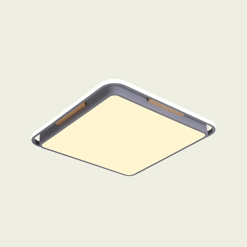 Contemporary Metal Flush Lighting In Grey/White With Led Close To Ceiling Lamp – White/Warm Light