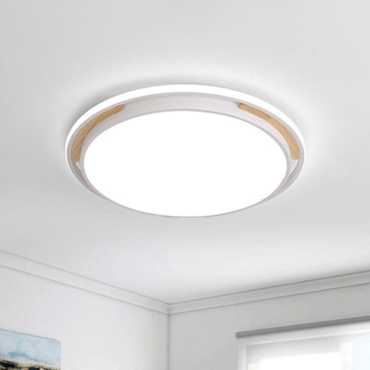 Contemporary Metal Flush Lighting In Grey/White With Led Close To Ceiling Lamp – White/Warm Light