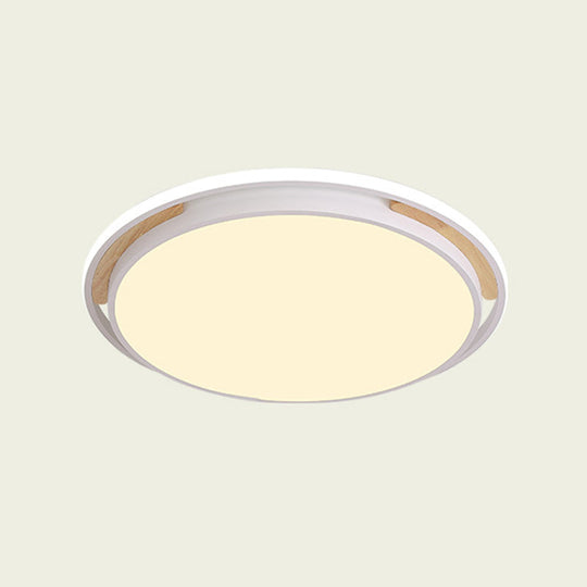 Contemporary Metal Flush Lighting In Grey/White With Led Close To Ceiling Lamp – White/Warm Light