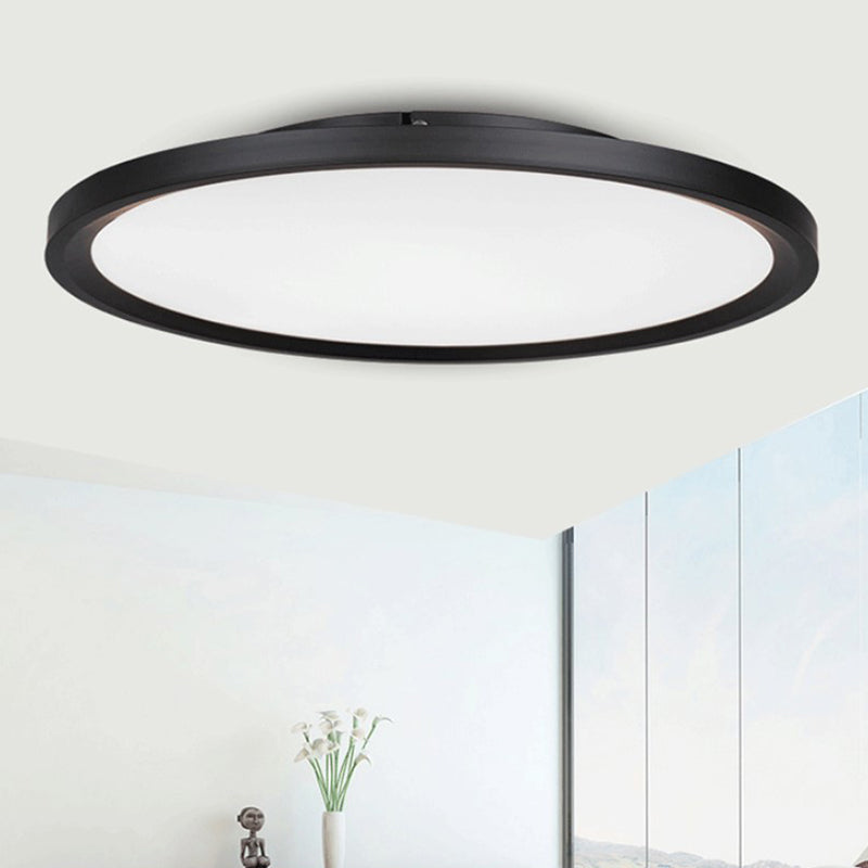 Modern Led Flush Mount Light With Metal Shade And Acrylic Diffuser In White/Warm 16’/19.5’