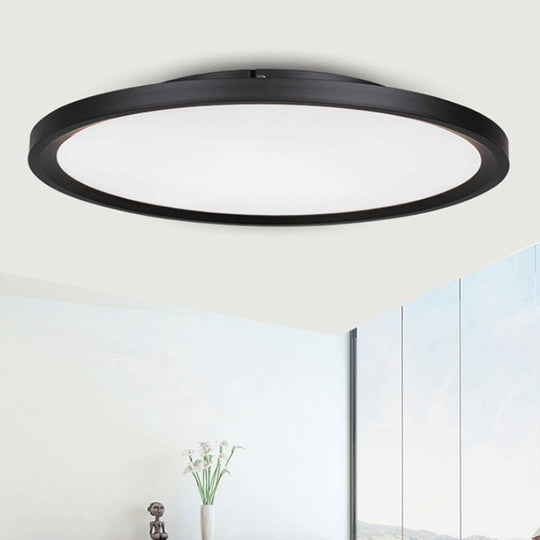 Modern Led Flush Mount Light With Metal Shade And Acrylic Diffuser In White/Warm 16’/19.5’