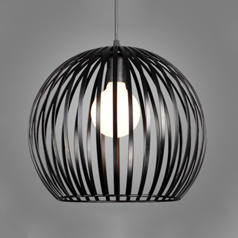 Contemporary Metal Spherical Hanging Pendant - 7/12/14 Wide 1 Head Black/White