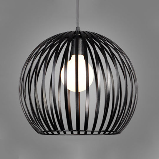 Contemporary Metal Spherical Hanging Pendant - 7/12/14 Wide 1 Head Black/White