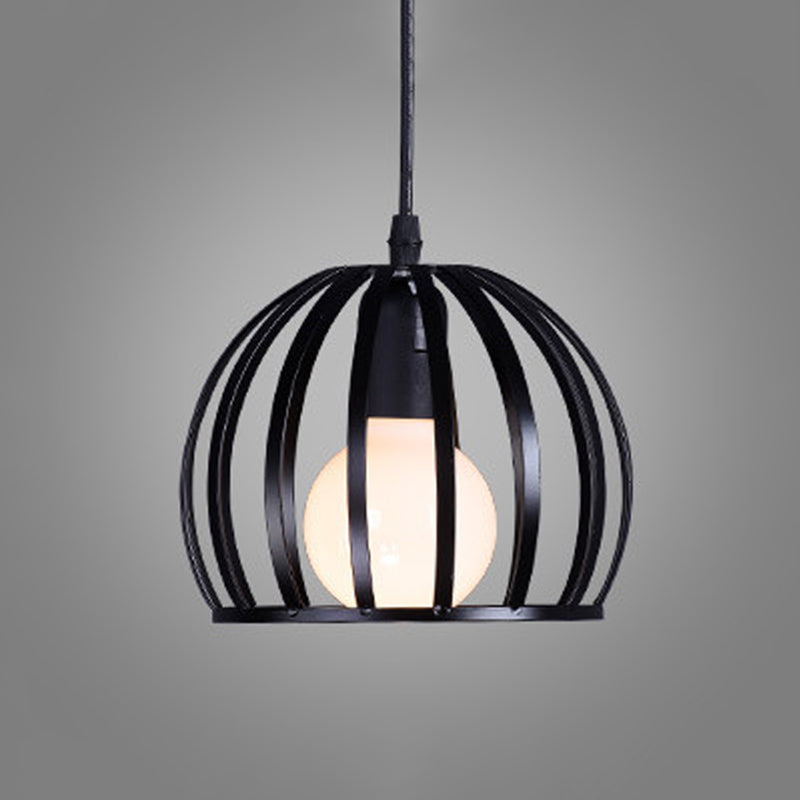 Modern Metal Sphere Pendant Light - 7-14’ Diameter 1-Light Black/White Ceiling Lamp