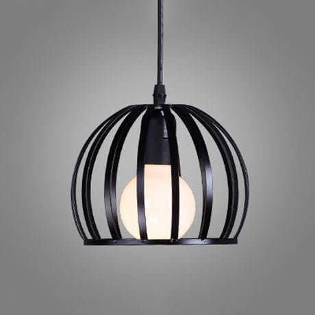 Contemporary Metal Spherical Hanging Pendant - 7/12/14 Wide 1 Head Black/White