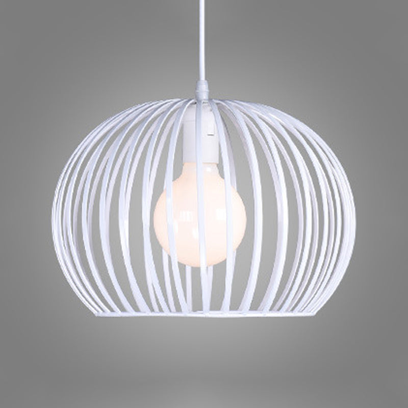 Contemporary Metal Spherical Hanging Pendant - 7/12/14 Wide 1 Head Black/White White / 12