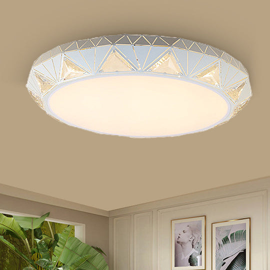 Contemporary Crystal White Led Ceiling Light - Modern Tapered Shape Remote Control & Stepless