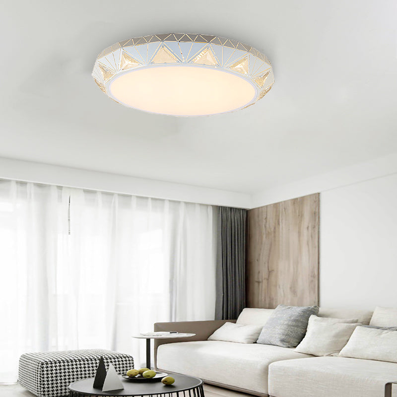 Contemporary Crystal White Led Ceiling Light - Modern Tapered Shape Remote Control & Stepless