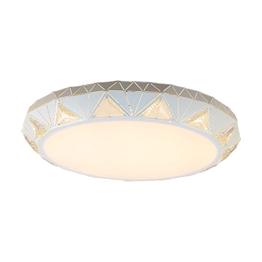 Contemporary Crystal White Led Ceiling Light - Modern Tapered Shape Remote Control & Stepless