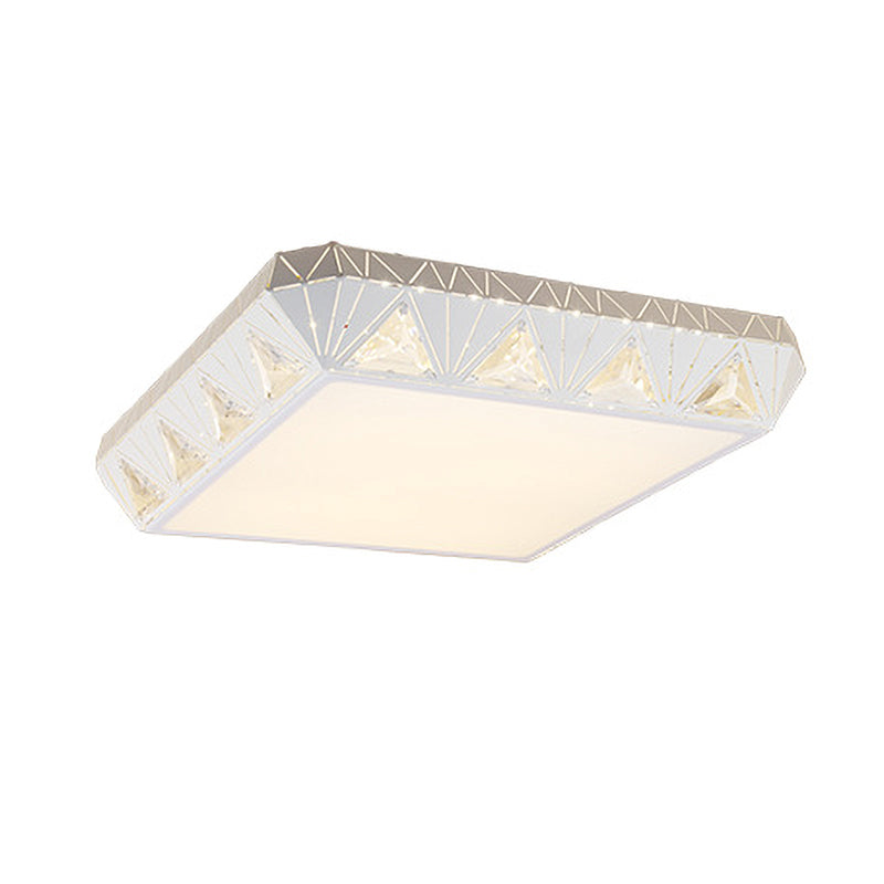 Contemporary Crystal White Led Ceiling Light - Modern Tapered Shape Remote Control & Stepless