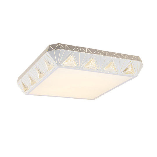 Contemporary Crystal White Led Ceiling Light - Modern Tapered Shape Remote Control & Stepless