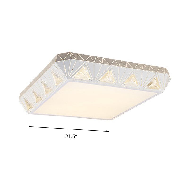 Contemporary Crystal White Led Ceiling Light - Modern Tapered Shape Remote Control & Stepless