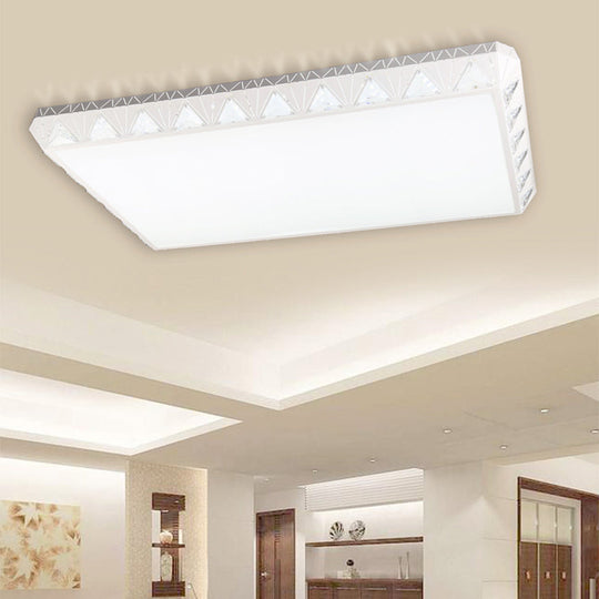 Contemporary Crystal White Led Ceiling Light - Modern Tapered Shape Remote Control & Stepless