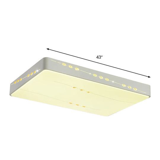 Led Flush Mount Light With Crystal Accent White Simple Style - Rectangle/Square/Round Design