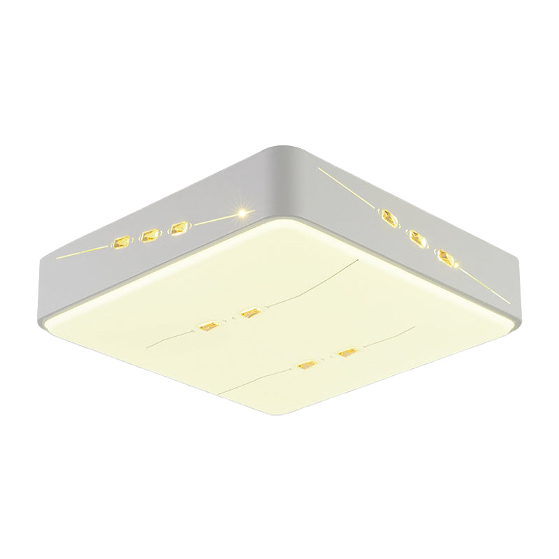 Led Flush Mount Light With Crystal Accent White Simple Style - Rectangle/Square/Round Design
