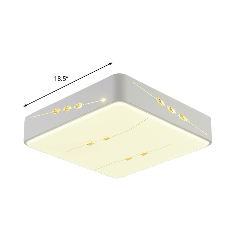 Led Flush Mount Light With Crystal Accent White Simple Style - Rectangle/Square/Round Design