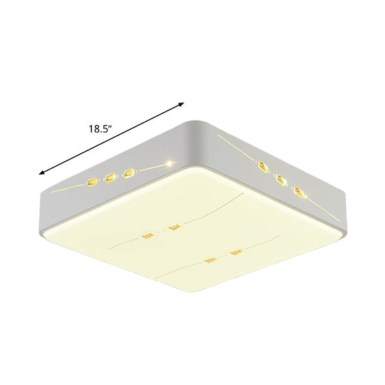 Led Flush Mount Light With Crystal Accent White Simple Style - Rectangle/Square/Round Design