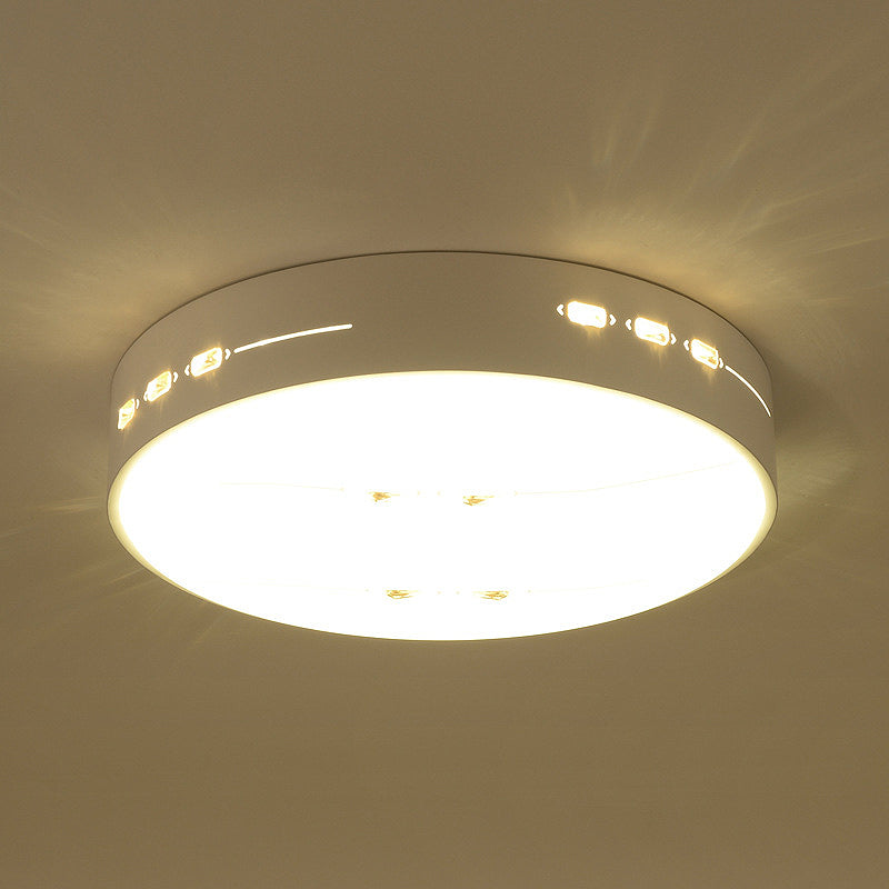 Led Flush Mount Light With Crystal Accent White Simple Style - Rectangle/Square/Round Design