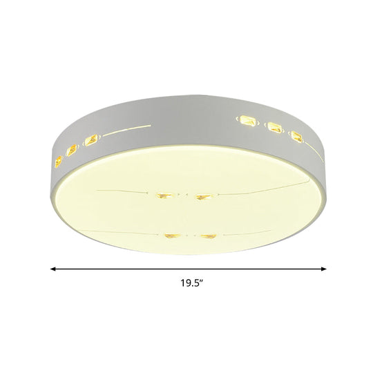 Led Flush Mount Light With Crystal Accent White Simple Style - Rectangle/Square/Round Design