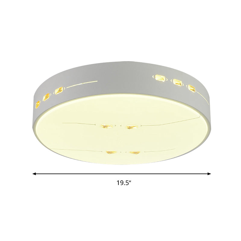 Led Flush Mount Light With Crystal Accent White Simple Style - Rectangle/Square/Round Design