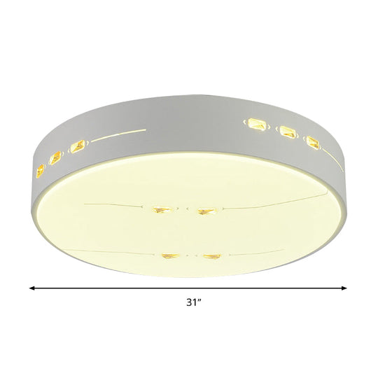 Led Flush Mount Light With Crystal Accent White Simple Style - Rectangle/Square/Round Design