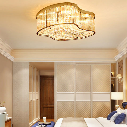 Modern Geometric Crystal Flush Mount Ceiling Light Fixture - 4 - Gold Head Design