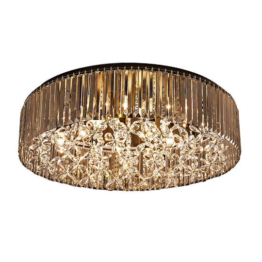 Contemporary Black Crystal 4 - Head Flush Mount Ceiling Light