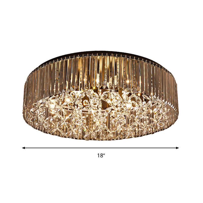 Contemporary Black Crystal 4 - Head Flush Mount Ceiling Light