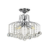 Sleek Cascade Ceiling Fixture Crystal Ball - 8-Head Semi Flush Light In Chrome For Living Room