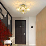 Swirl Crystal Flower Semi Flush Mount Lamp - Minimalist Design With 1/3 Lights Black/Gold Ceiling