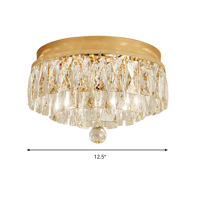 Postmodern Crystal Block Flush Mount Light Fixture - Two Heads Gold Finish