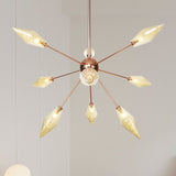 Industrial Diamond Glass Chandelier Lamp With Starburst Design - 9/12/15 Lights 9 / Amber