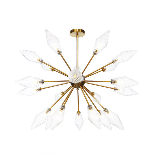 Vintage Diamond Hanging Fixture Chandelier - Amber/Clear Glass 9/12/15 Heads Adjustable Rod For