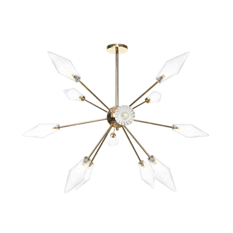 Industrial Stylish Diamond Shape Chandelier Light - 9/12/15-Head Indoor Hanging Fixture With