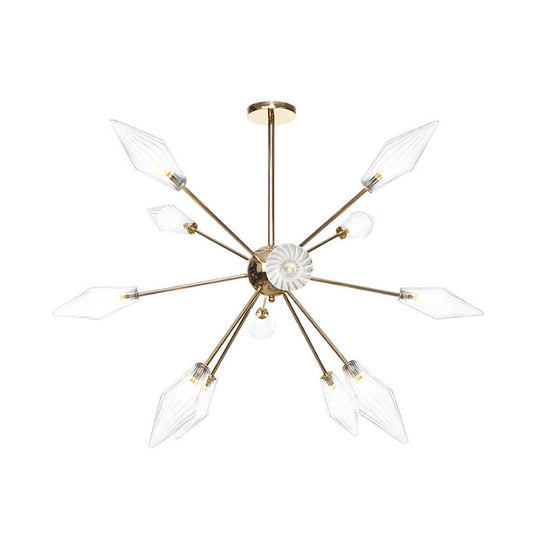Industrial Stylish Diamond Shape Chandelier Light - 9/12/15-Head Indoor Hanging Fixture With
