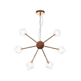 Diamond Shade Hanging Industrial Chandelier Lamp With Amber/Clear Glass - 6/9/12 Heads
