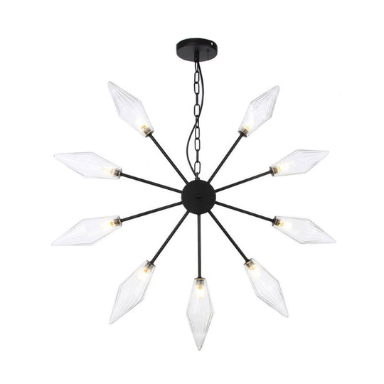 Moderner industrieller Sputnik-Kronleuchter mit Bernstein-/Klarglas – 6/9/12 Lichter – Schwarz-/Kupfer-/Chrom-Oberflächen