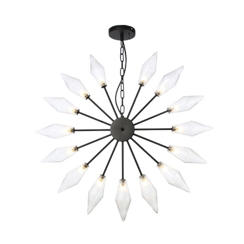Moderner industrieller Sputnik-Kronleuchter mit Bernstein-/Klarglas – 6/9/12 Lichter – Schwarz-/Kupfer-/Chrom-Oberflächen