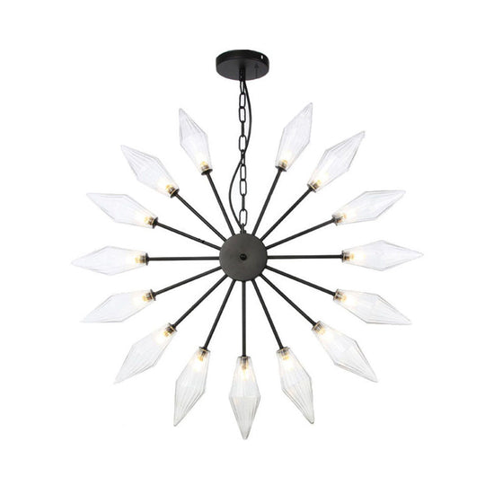 Moderner industrieller Sputnik-Kronleuchter mit Bernstein-/Klarglas – 6/9/12 Lichter – Schwarz-/Kupfer-/Chrom-Oberflächen