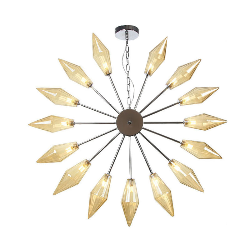 Moderner industrieller Sputnik-Kronleuchter mit Bernstein-/Klarglas – 6/9/12 Lichter – Schwarz-/Kupfer-/Chrom-Oberflächen
